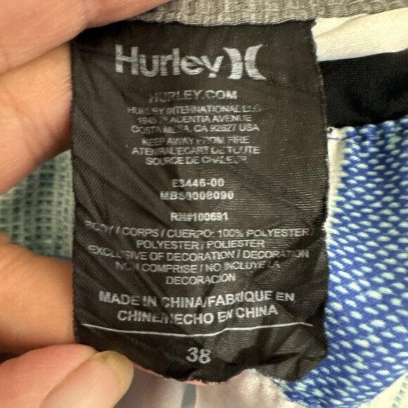 Hurley Men's 38 Board Shorts Hybrid Blue Stripe Inseam 9" Lace Up - Picture 7 of 11